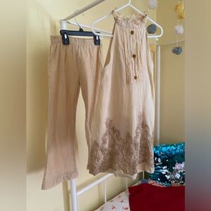 Well Dressed Wolf silk pant and embroidered tunic set.